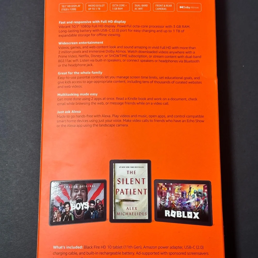 Amazon Fire HD 10 Tablet Black Modern Design